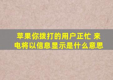 苹果你拨打的用户正忙 来电将以信息显示是什么意思